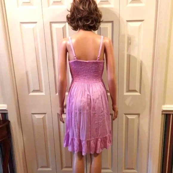 Island Planet Miami Beach Mauve Adjustable Strap Embroidered Sundress NWOT - Picture 4 of 6